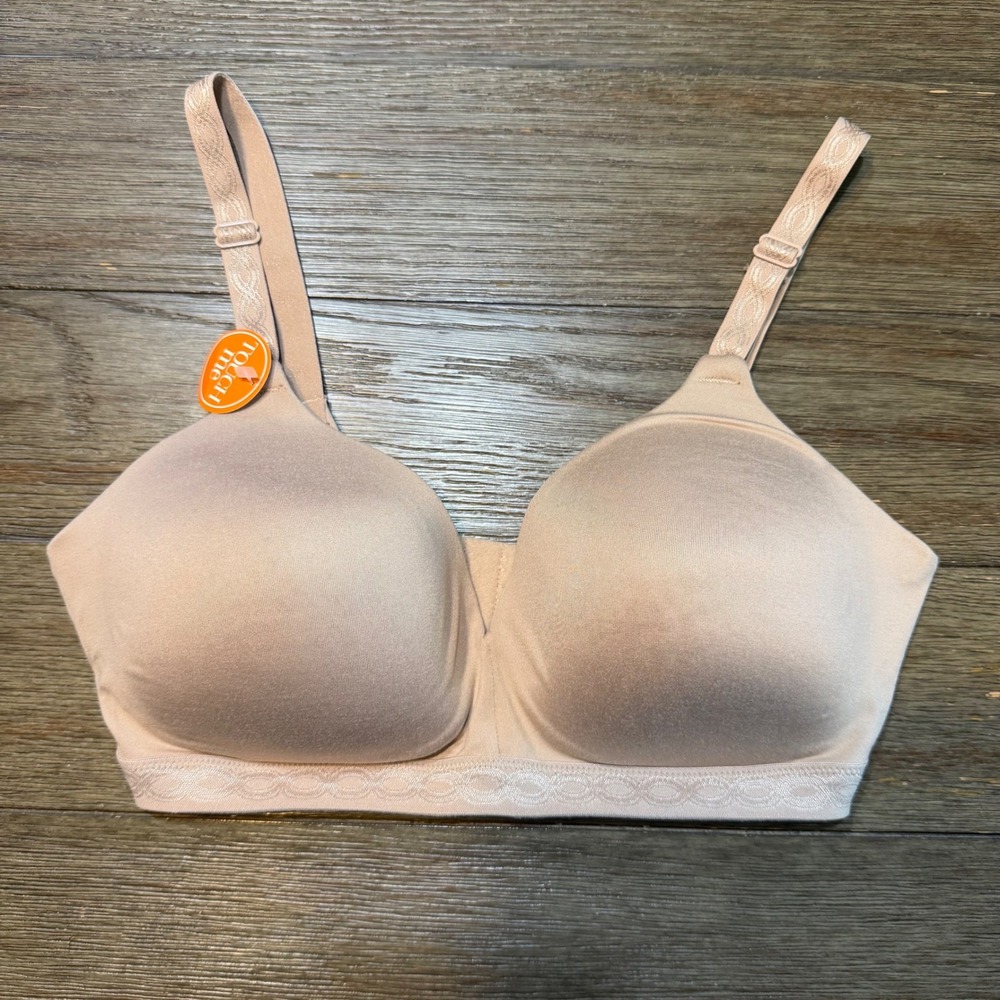Warners Womens 36D Beige Wireless Contour T-Shirt Bra RM1691T Comfort Smoothing